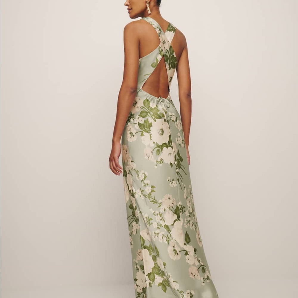 Reformation Anaiis silk dress Tarragon - Picture 6 of 6